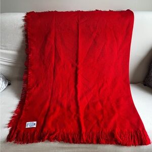 Vintage Red Acrylic Throw Blanket with Fringe by The Northwest Co 46"×62" nWOT